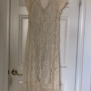 Long Cream Colored Lace Dress